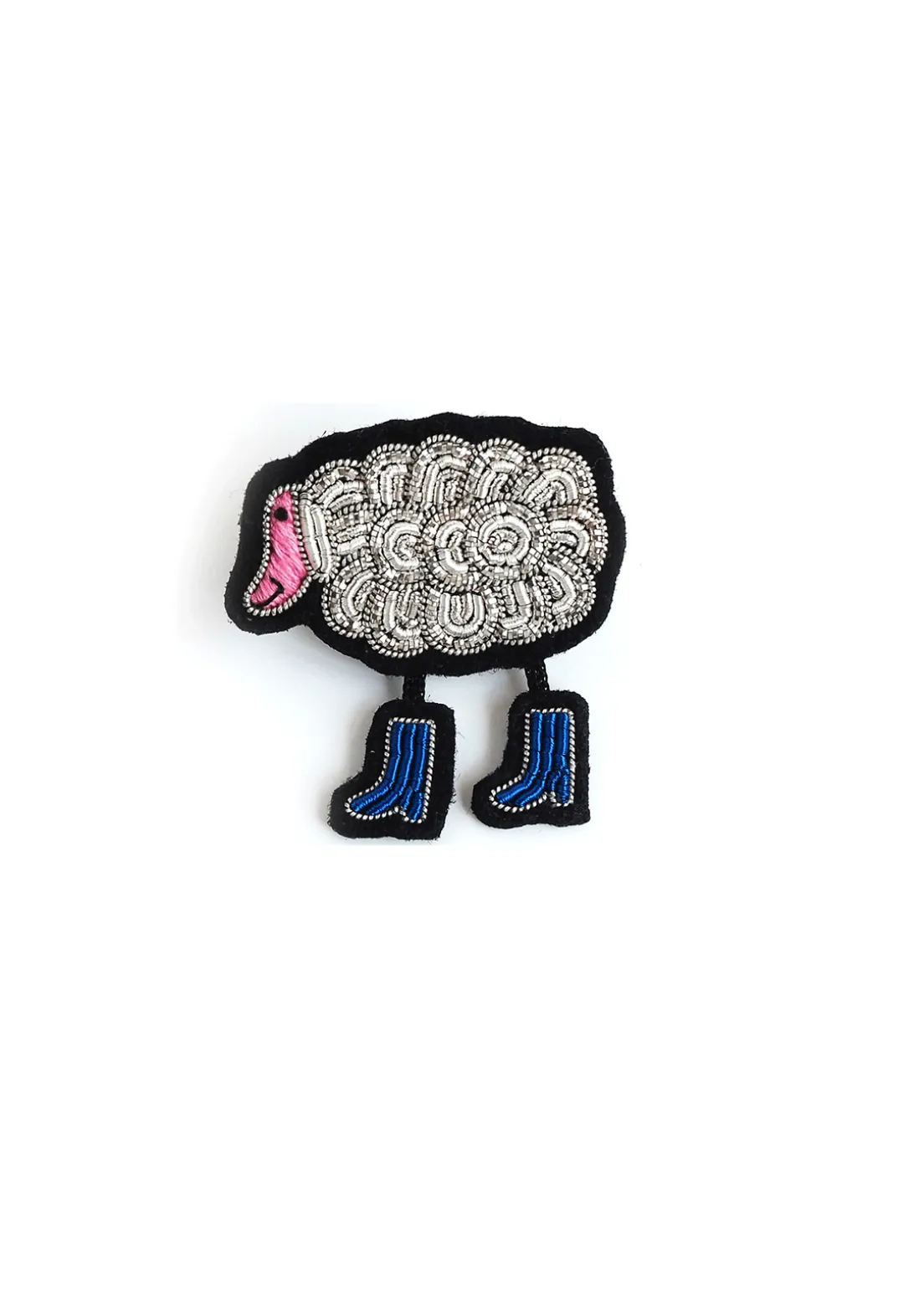Broche brodée Mouton en bottes