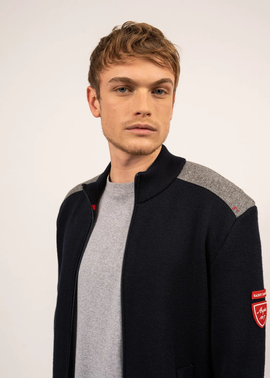 Gilet zippé en laine et drap de laine Serac Arpin