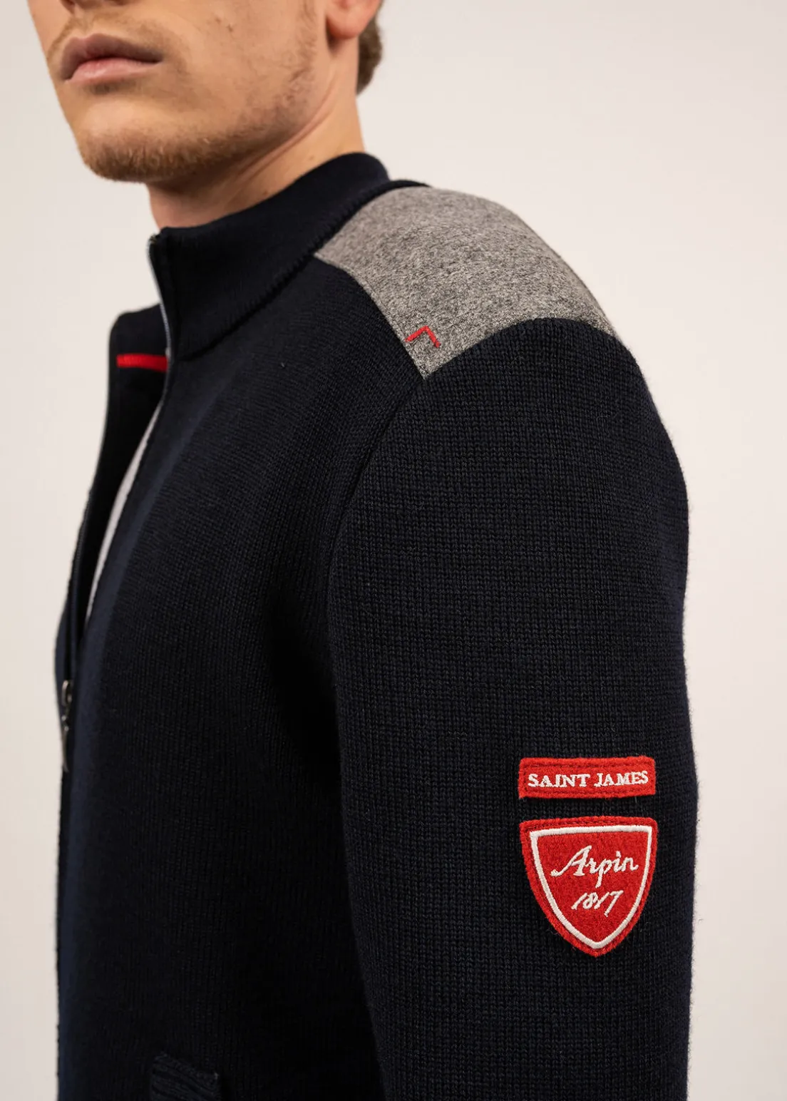 Gilet zippé en laine et drap de laine Serac Arpin